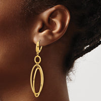 Load image into Gallery viewer, 10k Polished and Textured Oval Dangle Leverback Earrings
