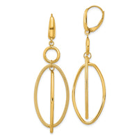Load image into Gallery viewer, 10k Polished and Textured Oval Dangle Leverback Earrings

