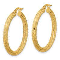 Load image into Gallery viewer, 10k Polished and Textured Twisted Tube Hoop Earrings
