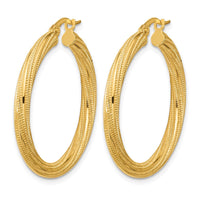 Load image into Gallery viewer, 10k Polished and Textured Twisted Tube Hoop Earrings
