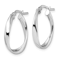 Load image into Gallery viewer, 10K with White Rhodium Plating Polished Hoop Earrings
