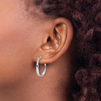 Load image into Gallery viewer, 10K with White Rhodium Plating Polished Hoop Earrings
