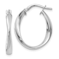 Load image into Gallery viewer, 10K with White Rhodium Plating Polished Hoop Earrings
