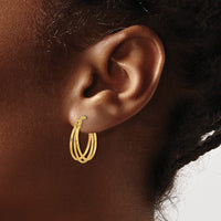 Load image into Gallery viewer, 10K Polished 3-row Round Hoop Earrings
