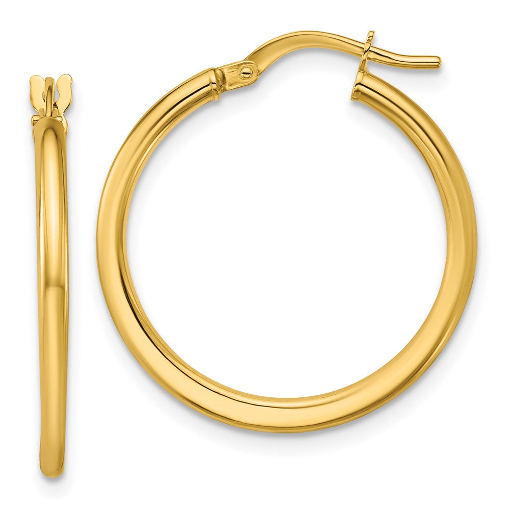 10K Polished Round Hoop Earrings