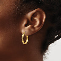 Load image into Gallery viewer, 10k D/C 2.8x18mm Hollow Hoop Earrings
