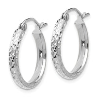 Load image into Gallery viewer, 10k White Gold D/C 2.8x18mm Hollow Hoop Earrings
