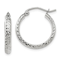 Load image into Gallery viewer, 10k White Gold D/C 2.8x18mm Hollow Hoop Earrings
