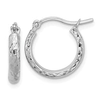 Load image into Gallery viewer, 10k White Gold D/C 2.8x15mm Hollow Hoop Earrings
