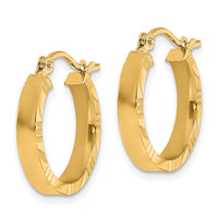 Load image into Gallery viewer, 10k Small 3mm D/C Edge Polished Hoop Earrings
