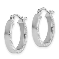 Load image into Gallery viewer, 10k White Gold Small 3mm D/C Edge Polished Hoop Earrings
