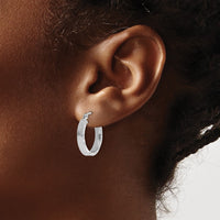 Load image into Gallery viewer, 10k White Gold Small 3mm D/C Edge Polished Hoop Earrings
