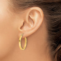 Load image into Gallery viewer, 10k D/C Edge Medium 3mm Polished Hoop Earrings
