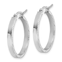 Load image into Gallery viewer, 10k White Gold D/C Edge Medium 3mm Polish Hoop Earrings
