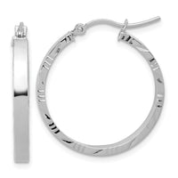 Load image into Gallery viewer, 10k White Gold D/C Edge Medium 3mm Polish Hoop Earrings
