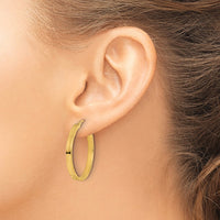 Load image into Gallery viewer, 10k D/C Edge Large 3mm Polished Hoop Earrings

