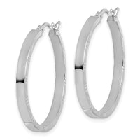 Load image into Gallery viewer, 10k White Gold D/C Edge Large 3mm Polished Hoop Earrings
