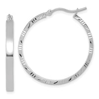 Load image into Gallery viewer, 10k White Gold D/C Edge Large 3mm Polished Hoop Earrings
