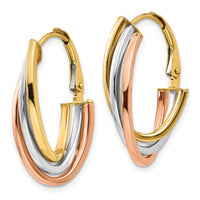Load image into Gallery viewer, 10K Tri-color Polished Hoop Earrings
