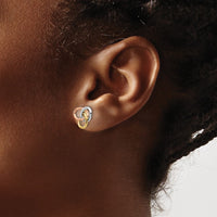 Load image into Gallery viewer, 10K Tri-color Polished Rings Post Earrings
