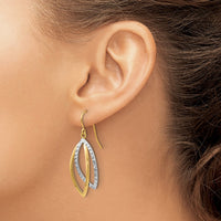 Load image into Gallery viewer, 10K Two-tone Polished / Textured Shepherd Hook Earrings
