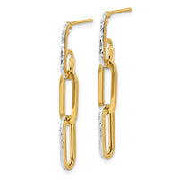 Load image into Gallery viewer, 10K w/ White Rhod Polished/Dia-cut Link Dangle Earrings
