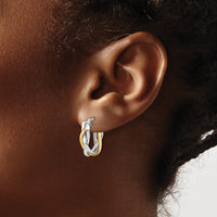 Load image into Gallery viewer, 10K w/Wht Rhodium Plating Braided Hoop Earrings
