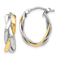 Load image into Gallery viewer, 10K w/Wht Rhodium Plating Braided Hoop Earrings
