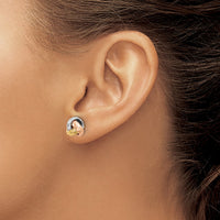 Load image into Gallery viewer, 10K Tri-color Polished and Textured Love Knot Post Earrings
