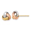 10K Tri-color Polished and Textured Love Knot Post Earrings