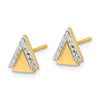 Load image into Gallery viewer, 10K with Rhodium Polished and Diamond-cut Triangle Post Earrings
