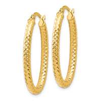 Load image into Gallery viewer, 10K ForeverLite Polished and Textured Oval Hoop Earrings
