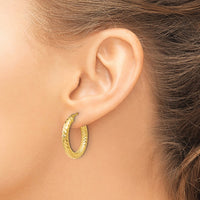 Load image into Gallery viewer, 10K ForeverLite Polished and Textured Hoop Earrings
