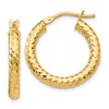 10K ForeverLite Polished and Textured Hoop Earrings