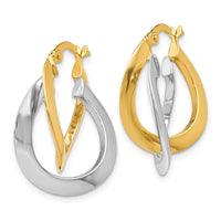 Load image into Gallery viewer, 10K Two-tone Polished Twisted Double Hoop Earrings
