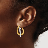 Load image into Gallery viewer, 10K Two-tone Polished Twisted Double Hoop Earrings

