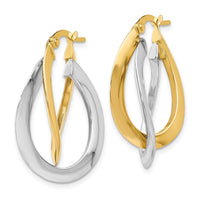 Load image into Gallery viewer, 10K Two-tone Polished Twisted Double Hoop Earrings

