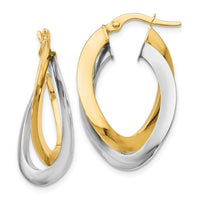 Load image into Gallery viewer, 10K Two-tone Polished Twisted Double Hoop Earrings
