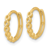 Load image into Gallery viewer, 10K Polished Round Link Pattern Huggie Hoop Earrings
