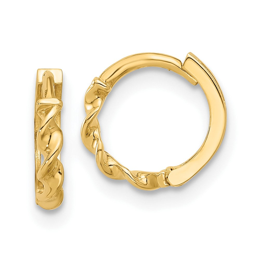 10K Polished Twisted Huggie Hoop Earrings