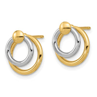 Load image into Gallery viewer, 10K Two-tone Polished Post Dangle Earrings
