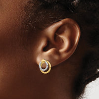 Load image into Gallery viewer, 10K Two-tone Polished Post Dangle Earrings
