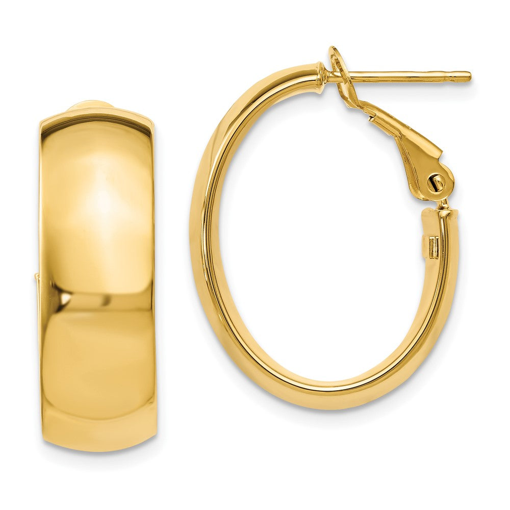 10K Polished Omega Back Hoop Earrings