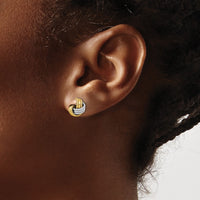 Load image into Gallery viewer, 10K w/White and Rose Rhodium Knot Polished D/C Post Earrings
