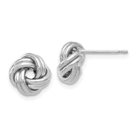 Load image into Gallery viewer, 10K w/White Rhodium Polished Love Knot Post Earrings
