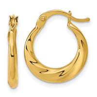 Load image into Gallery viewer, 10K Polished Textured Hoop Earrings
