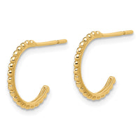 Load image into Gallery viewer, 10K Polished and Beaded J-Hoop Post Earrings
