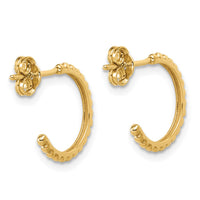 Load image into Gallery viewer, 10K Polished and Beaded J-Hoop Post Earrings
