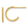 10K Polished and Beaded J-Hoop Post Earrings