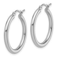 Load image into Gallery viewer, 10k White Gold Polished 2.5mm Lightweight Tube Hoop Earrings

